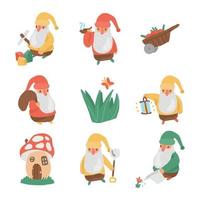 lindo conjunto de gnomos vector