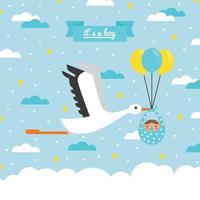 Stork with a Baby Boy vector