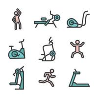 Outlined Fitness Icons vector