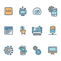 Doodled Software Engineer Icons vector