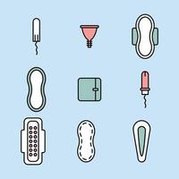 Feminine Outlined Icons vector