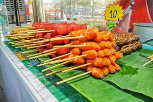 Close Up of sausage prepared for sale photo