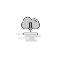 Cloud downloading Web Icon Flat Line Filled Gray Icon Vector