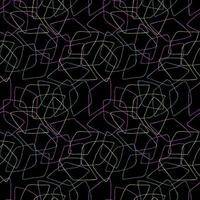 Abstract geometric pattern with doodle multicolored rhombuses on dark black background. vector