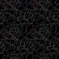 Abstract geometric pattern with doodle multicolored rhombuses on dark black background. vector