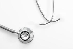 Stethoscope for doctor checkup on white photo