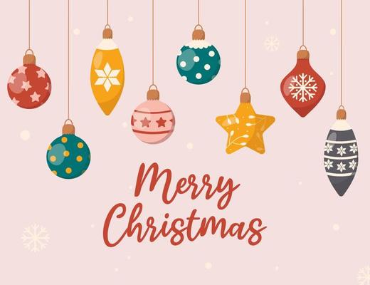 Christmas greeting card or poster with christmas decorations