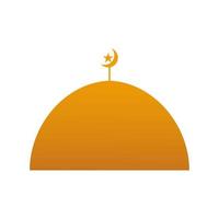 Mosque dome with moon and star icon on white background. Vector illustration. EPS 10.