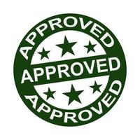 Approved seal stamp on white background. Vector illustration. EPS 10.