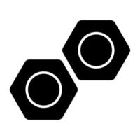 Glyph design icon of screw nuts vector