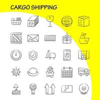 Cargo Shipping Hand Drawn Icon for Web Print and Mobile UXUI Kit Such as Shield Cargo Security Delivery Mobile Cell Cargo Box Pictogram Pack Vector