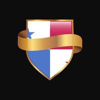 Panama flag Golden badge design vector