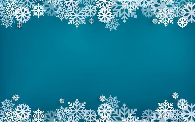 winter decoration snowflakes on blue background
