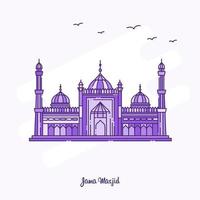 jama masjid hito púrpura línea punteada horizonte vector ilustración