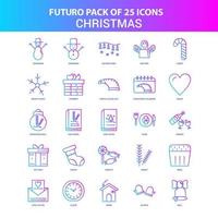 25 Blue and Pink Futuro Christmas Icon Pack vector