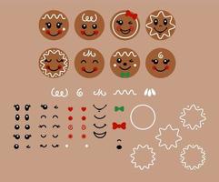 Build your own gingerbread face vector