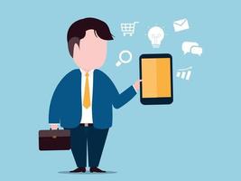 flat Vector illustration design  businessman using mobile phone connect for online business concept