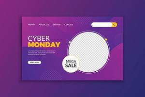 Cyber monday landing page and web banner template vector