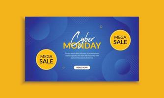 plantilla de banner de venta de cyber monday vector