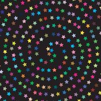 Circular pattern of small colored stars on black background vector