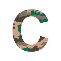 English alphabet letter C, khaki style isolated on white background - Vector