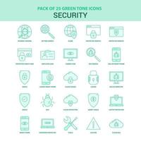 25 conjunto de iconos de seguridad verde vector