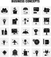 Business Concepts Solid Glyph Icons Set For Infographics Mobile UXUI Kit And Print Design Include Document File Text Text File Idea Bulb Target Collection Modern Infographic Logo and Pictog vector