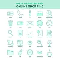 25 Green Online Shopping Icon set vector