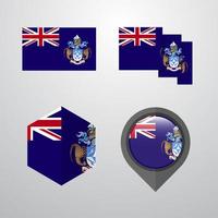 Tristan da Cunha flag design set vector