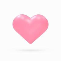 3d pink shiny heart render icon.  Valentine's Day design element. Vector illustration.