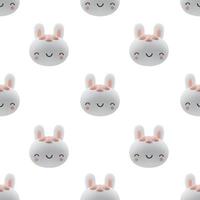 Los conejos de dibujos animados en 3D representan iconos. liebre divertida, lindo personaje animal, símbolo de 2023. patrón vectorial sin costuras con elementos de diseño realistas. vector