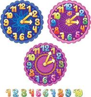 Funny clock for kids and numbers vector