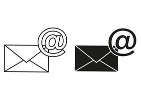 Black And White Email Flat Icon Vector On White Background