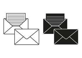 Black And White Mail Flat Icon Vector. Mail Post Envelope Icon vector