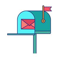 Mailbox Flat Icon Vector On White Background