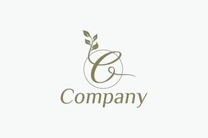 Organic logo with a combination of letter C, circle and leaves. Organic logo with initial letter C. vector