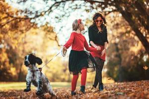 Cheerful Walking With Loving Dog photo