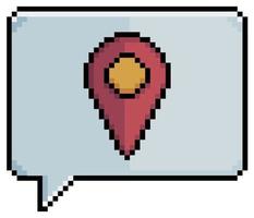 Pixel art envelope with GPS icon, email address vector icon for 8bit game on white background