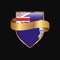 vector de diseño de insignia de oro de bandera de islas malvinas