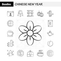 paquete de iconos dibujados a mano del año nuevo chino para diseñadores y desarrolladores iconos del calendario calendario del mes de febrero vector del año del juguete nuevo chino