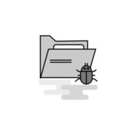 Infected folder Web Icon Flat Line Filled Gray Icon Vector