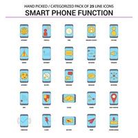 Smart phone functions Flat Line Icon Set Business Concept Icons Design vector