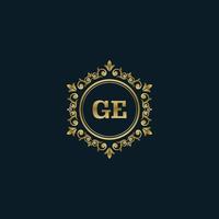 Letter GE logo with Luxury Gold template. Elegance logo vector template.