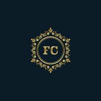 logotipo de la letra fc con plantilla de oro de lujo. plantilla de vector de logotipo de elegancia.