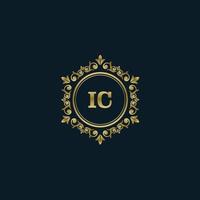 Letter IC logo with Luxury Gold template. Elegance logo vector template.