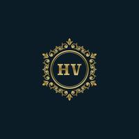 logotipo de letra hv con plantilla de oro de lujo. plantilla de vector de logotipo de elegancia.