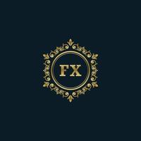 logotipo de letra fx con plantilla de oro de lujo. plantilla de vector de logotipo de elegancia.