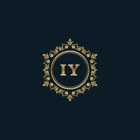 logotipo de letra iy con plantilla de oro de lujo. plantilla de vector de logotipo de elegancia.