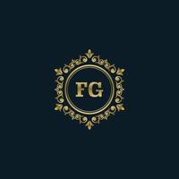 logotipo de letra fg con plantilla de oro de lujo. plantilla de vector de logotipo de elegancia.