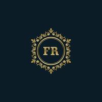 Letter FR logo with Luxury Gold template. Elegance logo vector template.